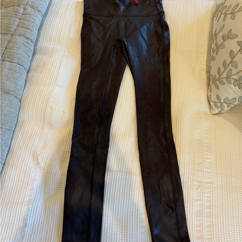 SPANX Purple Faux Leather Leggings, size XS